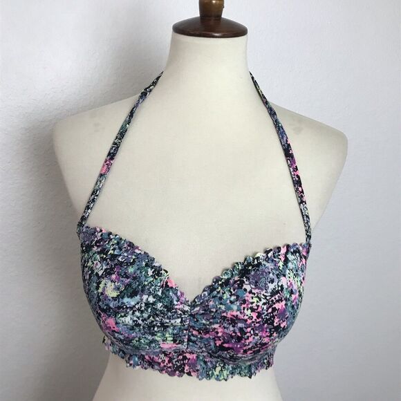 Victoria's Secret Bikini Top Multicolor Print Padded Swimwear - Picture 1 of 7